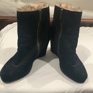 Calvin Klein suede wedge booties